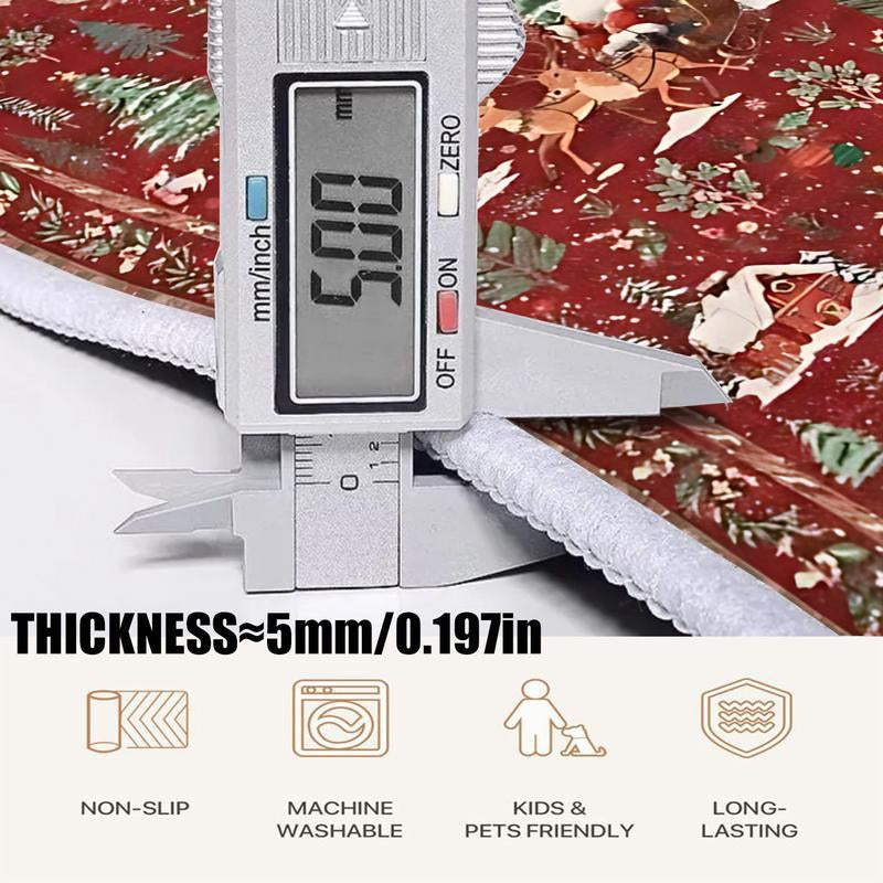 VALSROY™ Santa & Reindeer Long Rug – Non-Slip, Washable