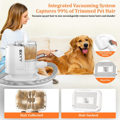 BXYY Dog Grooming Kit & 5 in 1 Pet Vacuum with 99% Suction, 1.5L Dust Cup, Shedding Brush, Electric Clipper & Hair Remover Roller for Dogs & Cats