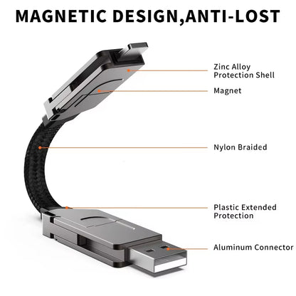 VALSROY™ 6-in-1 Keychain Cable | Android & iOS | PD 60W