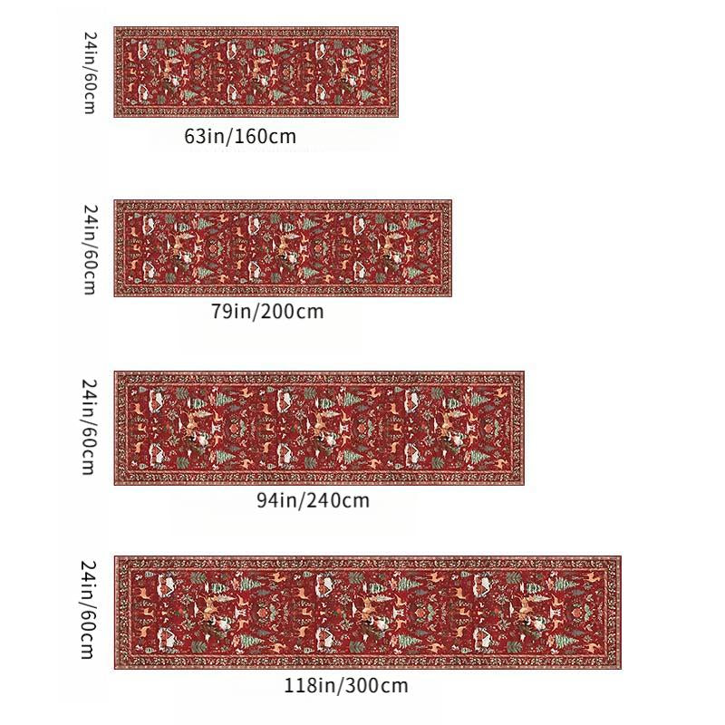 VALSROY™ Santa & Reindeer Long Rug – Non-Slip, Washable